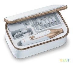 Маникюрно-педикюрный набор Beurer MP64 насадок в компл.:10шт (подсветка) золотистый/белый