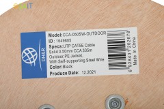 Кабель сетевой Ningbo UTP 4 пары cat.5E solid 0.5мм CCA molded 305м серый outdoor стальной трос