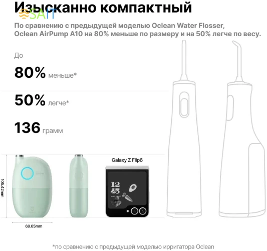 Ирригатор Oclean AirPump A10 W7602 зеленый