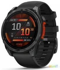 Смарт-часы Garmin Fenix 8 47мм 1.4&quot; AMOLED корп.серый рем.черный разм.брасл.:125-208мм (010-02904-00)