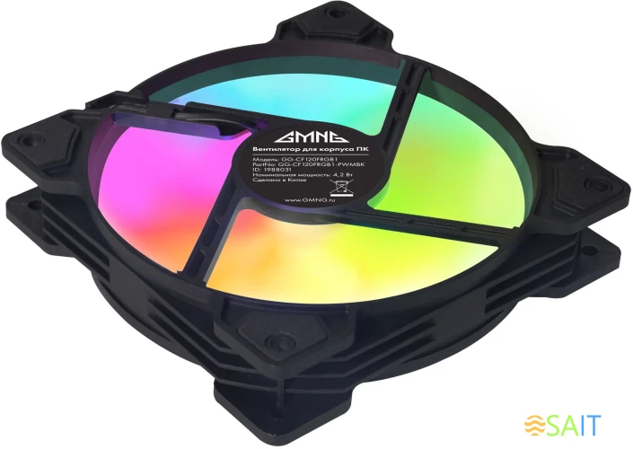 Вентилятор для корпуса GMNG GG-CF120FRGB1-PWMBK RGB 120х120x25 черный 4-pin 28дБ Ret
