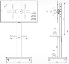 Подставка для телевизора Holder PR-106 черный 26"-70" макс.45кг напольный наклон