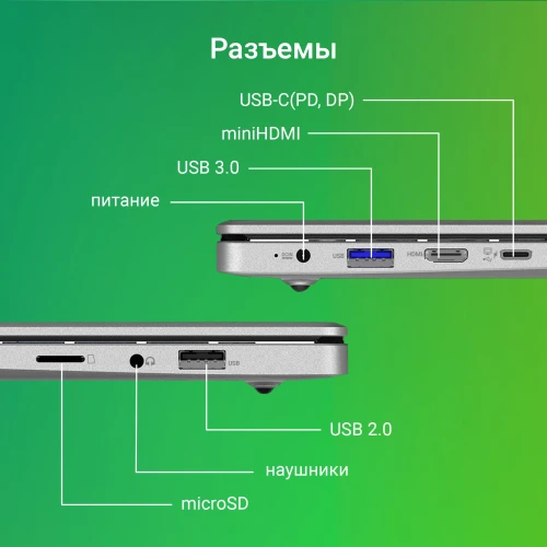 Ноутбук Digma EVE P4850 Pentium N5030 8Gb SSD256Gb Intel UHD Graphics 605 14" IPS FHD (1920x1080) Windows 11 Pro dk.grey WiFi BT Cam 4800mAh (DN14N5-8CXW01)