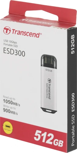 Накопитель SSD Transcend USB-C 512GB TS512GESD300S ESD300 серебристый