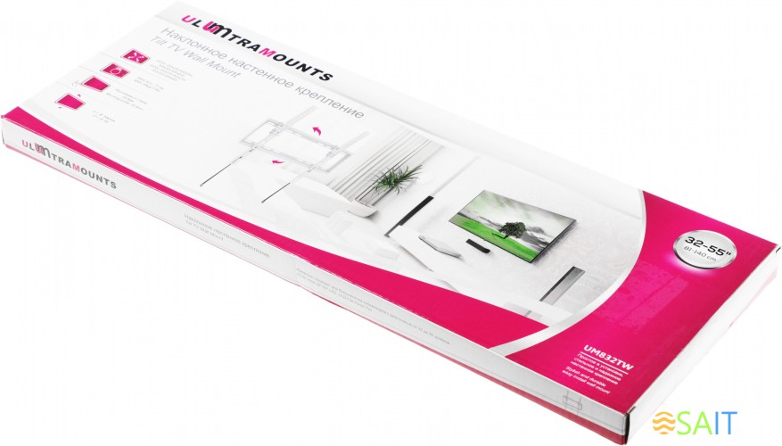 Кронштейн для телевизора Ultramounts UM832TW белый 32"-55" макс.35кг настенный наклон