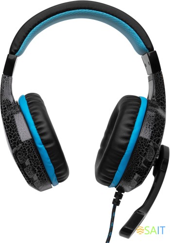 Наушники с микрофоном Оклик HS-L400G ZEUS черный/синий 2.2м мониторные оголовье (359480)