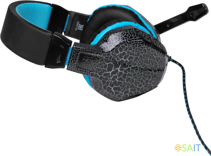 Наушники с микрофоном Оклик HS-L400G ZEUS черный/синий 2.2м мониторные оголовье (359480)