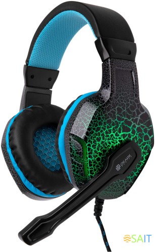 Наушники с микрофоном Оклик HS-L400G ZEUS черный/синий 2.2м мониторные оголовье (359480)