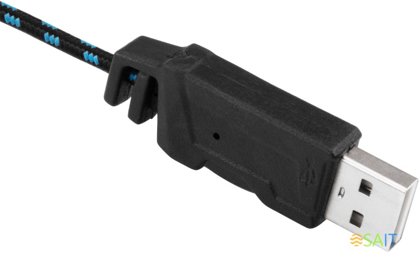 Наушники с микрофоном Оклик HS-L400G ZEUS черный/синий 2.2м мониторные оголовье (359480)