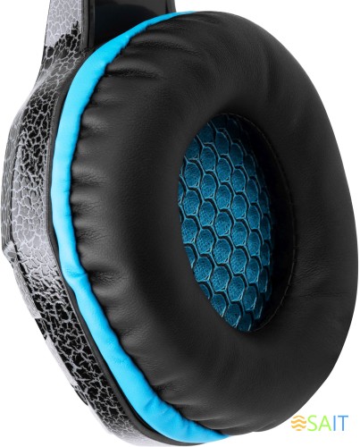 Наушники с микрофоном Оклик HS-L400G ZEUS черный/синий 2.2м мониторные оголовье (359480)