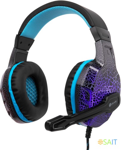 Наушники с микрофоном Оклик HS-L400G ZEUS черный/синий 2.2м мониторные оголовье (359480)