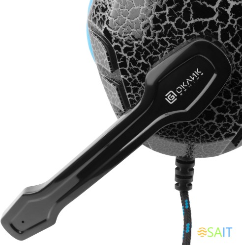 Наушники с микрофоном Оклик HS-L400G ZEUS черный/синий 2.2м мониторные оголовье (359480)