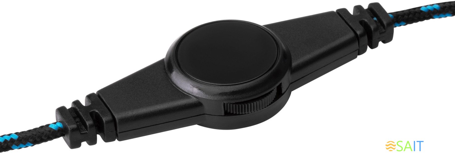 Наушники с микрофоном Оклик HS-L400G ZEUS черный/синий 2.2м мониторные оголовье (359480)