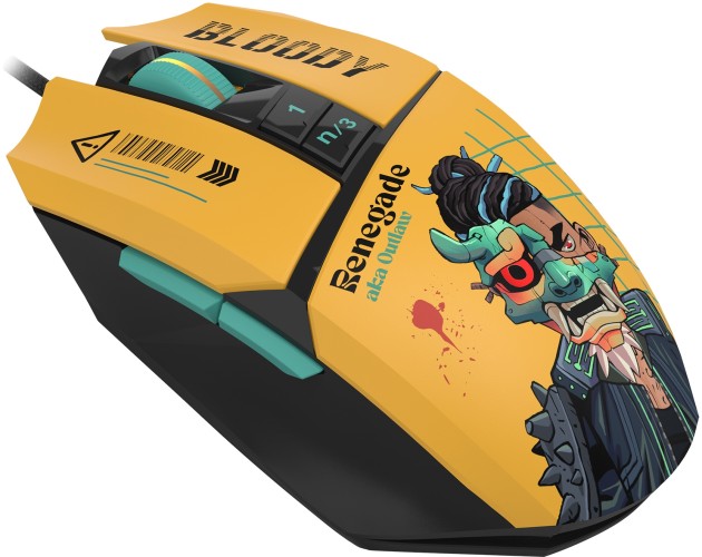 Мышь A4Tech Bloody W63 Max Renegade желтый/рисунок оптическая (12000dpi) USB