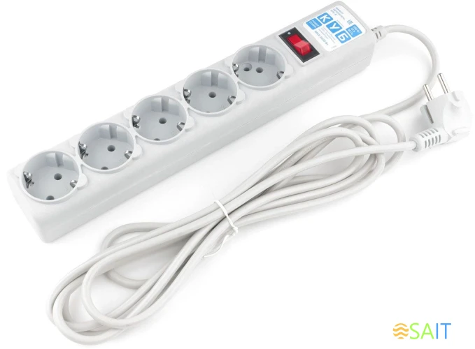 Сетевой фильтр Powercube SPG-B-6 1.9м (5 розеток) серый (коробка)