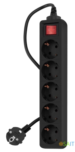 Сетевой фильтр PC Pet AP01006-5-B 5м (5 розеток) черный (пакет ПЭ)