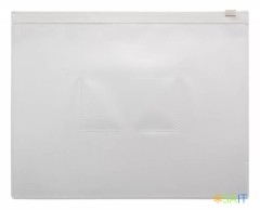 Папка на молнии ZIP Бюрократ -BPM5AWT A5 полипропилен 0.15мм карм.для визит. цвет молнии белый