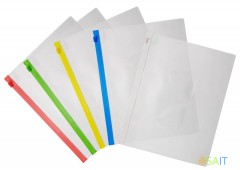 Папка на молнии ZIP Бюрократ -BPM5AWT A5 полипропилен 0.15мм карм.для визит. цвет молнии белый