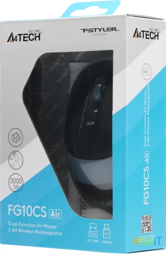 Мышь A4Tech Fstyler FG10CS Air черный/синий оптическая 2000dpi silent беспров. USB для ноутбука 4but (FG10CS AIR ASH BLUE)