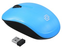 Мышь Оклик 525MW черный/голубой оптическая 1000dpi беспров. USB для ноутбука 3but (1090724)