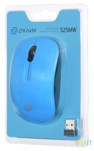 Мышь Оклик 525MW черный/голубой оптическая 1000dpi беспров. USB для ноутбука 3but (1090724)