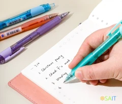 Набор ручек гелев. автоматическая Deli Arris (EG09-BK-P) прозрачный/серый d=0.5мм черн. черн. кор.карт. (12шт) резин. манжета