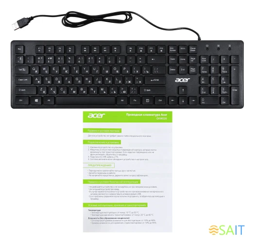 Клавиатура Acer OKW020 черный USB slim Multimedia (ZL.KBDEE.001)