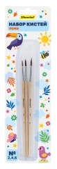 Набор кистей Silwerhof Веселые друзья (наб.3шт) пони круг.№2,4,6 дерев.ручка