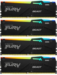 Память DDR5 4x16GB 5200MHz Kingston KF552C40BBAK4-64 Fury Beast RGB RTL Gaming PC5-41600 CL40 DIMM 288-pin 1.25В kit single rank с радиатором Ret
