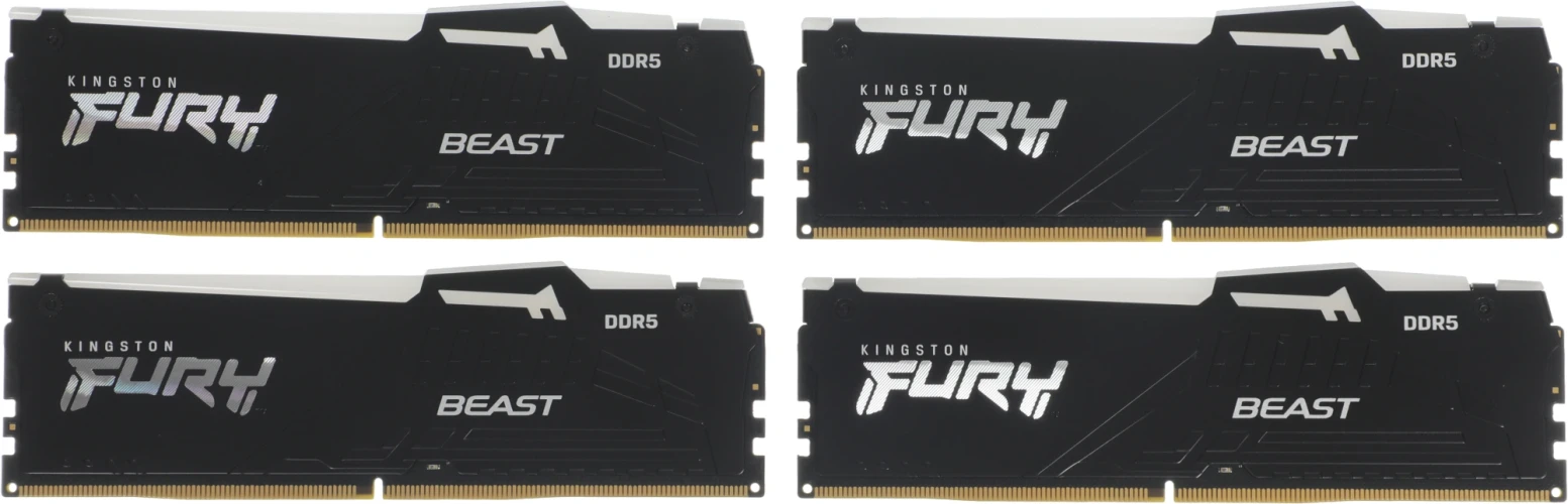 Память DDR5 4x16GB 5200MHz Kingston KF552C40BBAK4-64 Fury Beast RGB RTL Gaming PC5-41600 CL40 DIMM 288-pin 1.25В kit single rank с радиатором Ret