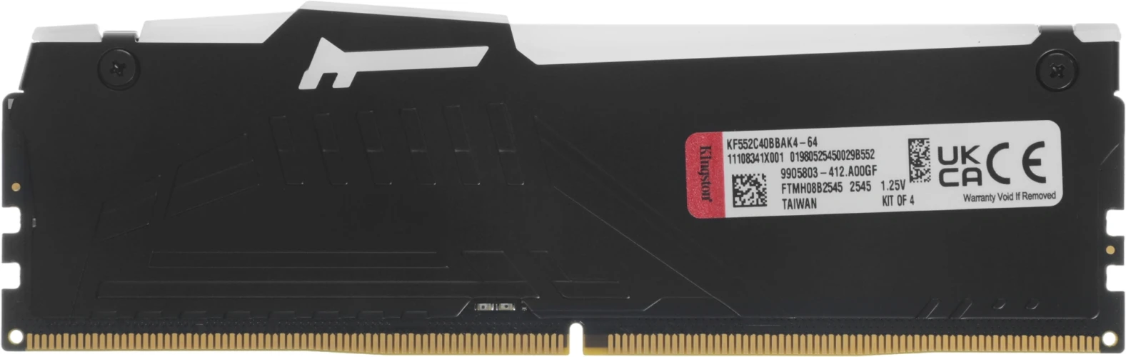 Память DDR5 4x16GB 5200MHz Kingston KF552C40BBAK4-64 Fury Beast RGB RTL Gaming PC5-41600 CL40 DIMM 288-pin 1.25В kit single rank с радиатором Ret