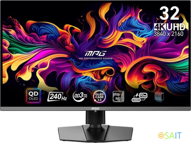 Монитор MSI 31.5" MPG 321URX QD-OLED черный QD OLED LED 16:9 HDMI матовая HAS 250cd 178гр/178гр 3840x2160 240Hz DP 4K USB 9.6кг