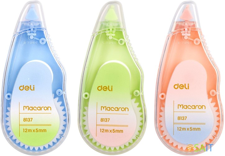 Лента коррект. Deli EH333 12мx5мм ассорти корпус белый блистер (упак.:3шт)