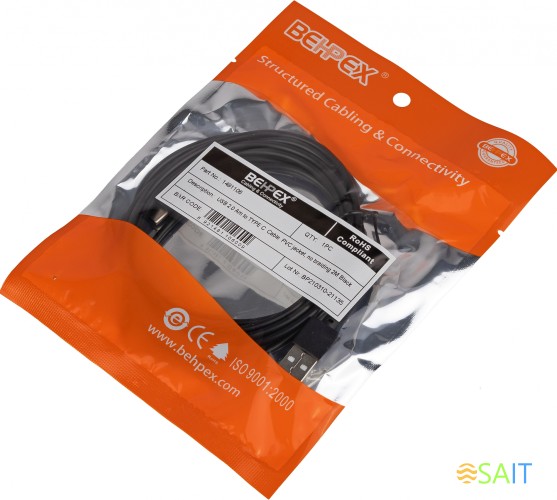 Кабель USB (m)-USB Type-C (m) 2м черный