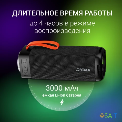 Колонка порт. Digma D-PS1522 черный 60W 2.0 BT 10м 3000mAh (PS1522B)