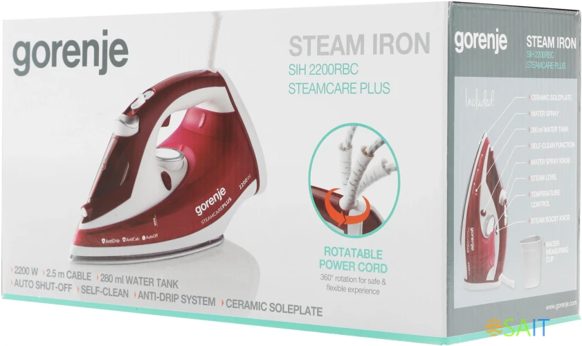 Утюг Gorenje SIH2200RBC 2200Вт красный/белый