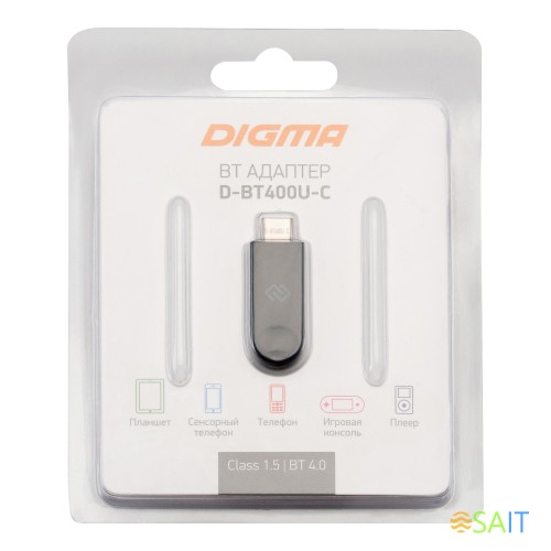 Адаптер USB Type-C Digma D-BT400U-C BT4.0+EDR class 1.5 20м черный