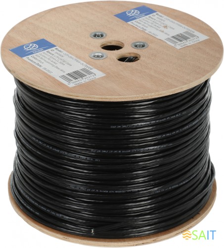 Кабель сетевой Ningbo UTP 4 пары cat.5E solid 0.5мм Cu molded 305м черный outdoor стальной трос