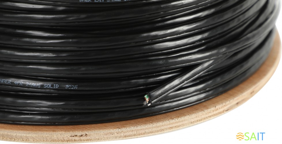 Кабель сетевой Ningbo UTP 4 пары cat.5E solid 0.5мм Cu molded 305м черный outdoor стальной трос