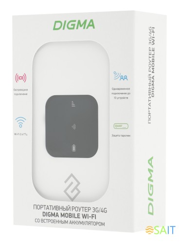 Модем 3G/4G Digma Mobile Wi-Fi DMW1880 micro USB Wi-Fi Firewall +Router внешний белый