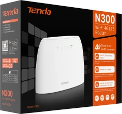 Роутер беспроводной Tenda 4G03 N300 10/100BASE-TX/3G/4G cat. 4 белый