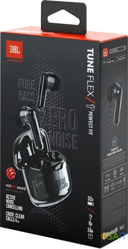 Гарнитура вкладыши JBL Tune Flex Ghost черный беспроводные bluetooth в ушной раковине (JBLTFLEXGBLK)