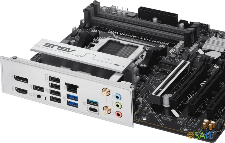 Материнская плата Asus B850M MAX GAMING WIFI SocketAM5 AMD B850 4xDDR5 mATX AC`97 8ch(7.1) GbLAN RAID+HDMI+DP