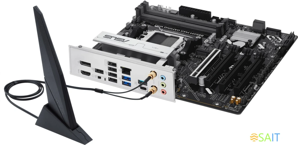 Материнская плата Asus B850M MAX GAMING WIFI SocketAM5 AMD B850 4xDDR5 mATX AC`97 8ch(7.1) GbLAN RAID+HDMI+DP