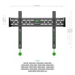 Кронштейн для телевизора Onkron FM6 черный 43"-85" макс.68.2кг настенный фиксированный