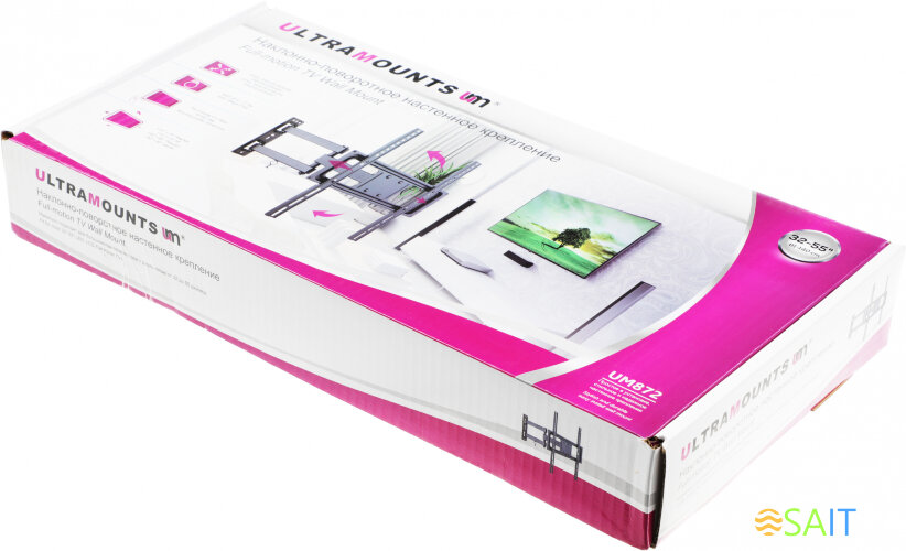 Кронштейн для телевизора Ultramounts UM872 черный 32"-55" макс.35кг настенный поворотно-выдвижной и наклонный