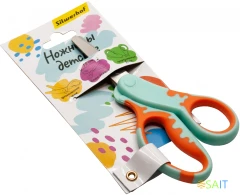 Ножницы Silwerhof детские 130мм ручки пластиковые асим. нержавеющая сталь бирюзовый/оранжевый