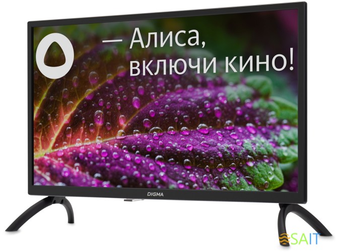 Телевизор LED Digma 24" DM-LED24SBB31 Яндекс.ТВ черный HD 60Hz DVB-T DVB-T2 DVB-C DVB-S DVB-S2 USB WiFi Smart TV