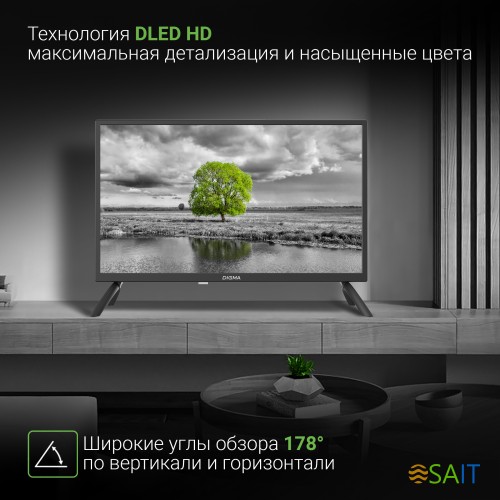 Телевизор LED Digma 24" DM-LED24SBB31 Яндекс.ТВ черный HD 60Hz DVB-T DVB-T2 DVB-C DVB-S DVB-S2 USB WiFi Smart TV