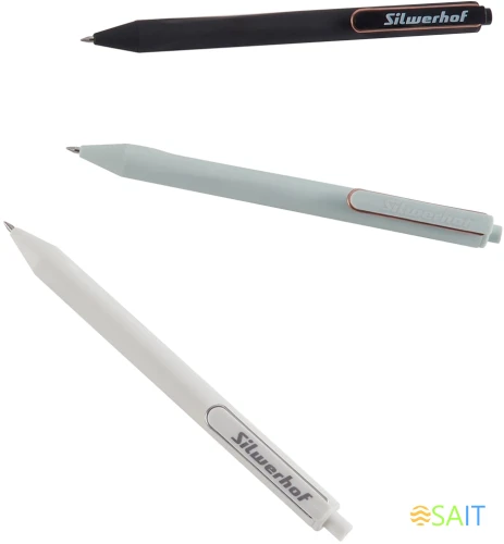 Набор ручек гелев. автоматическая Silwerhof NG Metal d=0.5мм син. черн. блистер ев. (3шт) сменный стержень